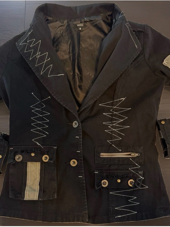 Aziz Jackets & Blazers - Custom Goth Punk Dressed Blazer Jacket  Aziz Black Patch Stitched Medium M